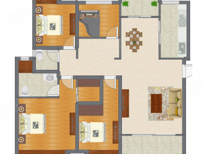 3室2厅 125.34平米