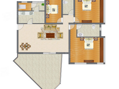 3室2厅 148.27平米户型图