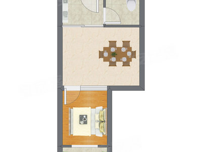 1室1厅 40.73平米户型图