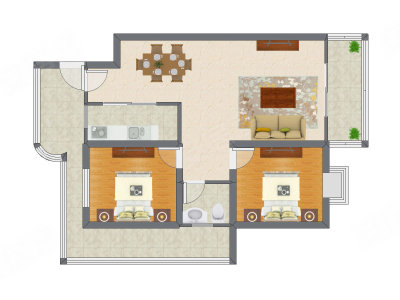 2室2厅 99.40平米