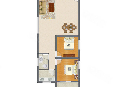 2室2厅 96.12平米户型图
