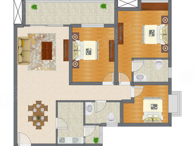 3室2厅 99.75平米