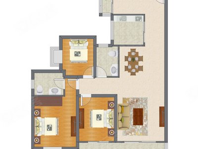 3室2厅 88.00平米