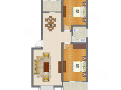 2室2厅 97.89平米户型图