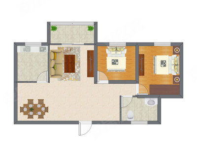 2室1厅 92.50平米户型图