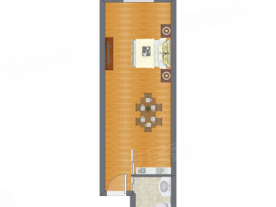 1室0厅 46.58平米户型图