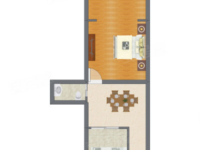 1室1厅 39.00平米