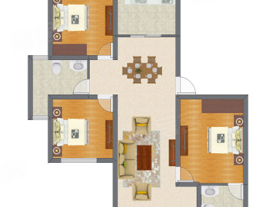 3室2厅 83.24平米