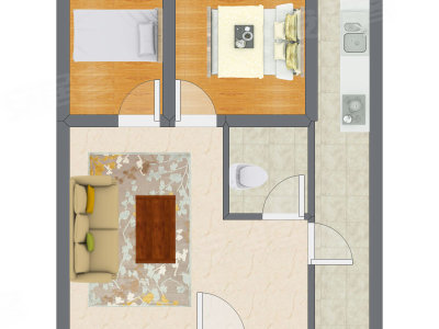 2室1厅 43.55平米