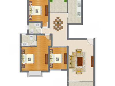 3室2厅 134.19平米