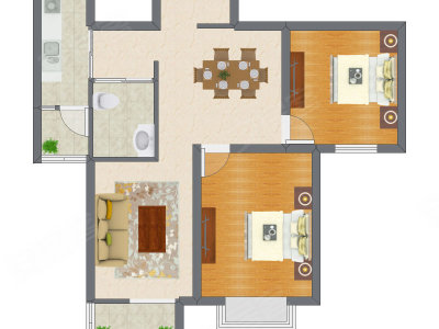 2室2厅 99.50平米户型图