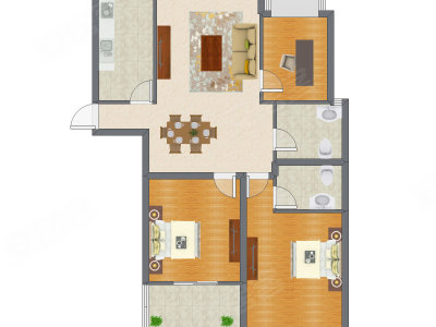 3室2厅 121.32平米户型图