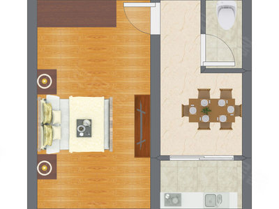 1室1厅 36.90平米户型图