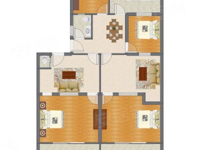 3室3厅 123.50平米户型图