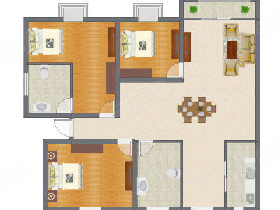 3室2厅 110.72平米