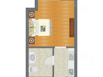 1室0厅 36.59平米户型图