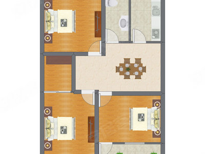 3室1厅 64.47平米