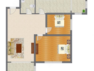 2室1厅 113.45平米