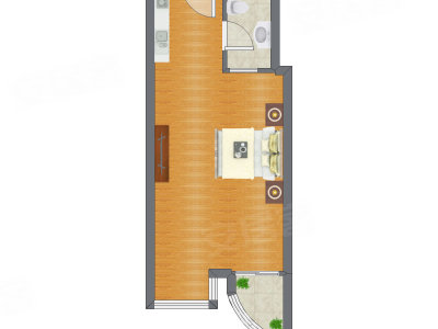 1室0厅 45.79平米户型图
