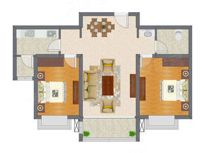 2室2厅 93.80平米户型图