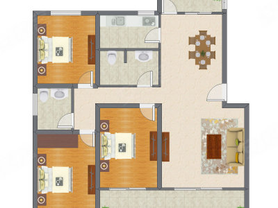 3室2厅 134.40平米户型图
