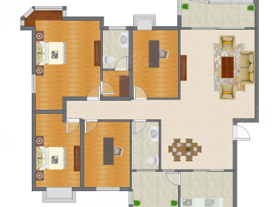 4室2厅 190.00平米户型图