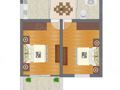 2室1厅 36.52平米
