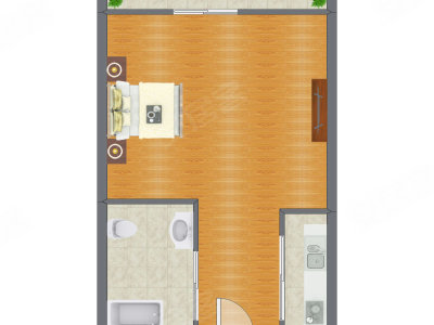 1室0厅 45.50平米户型图