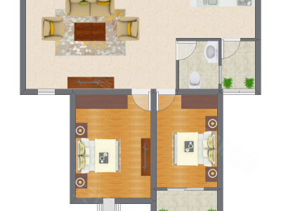 2室1厅 65.27平米