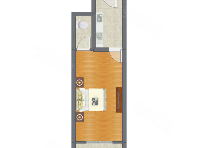 1室0厅 32.28平米户型图