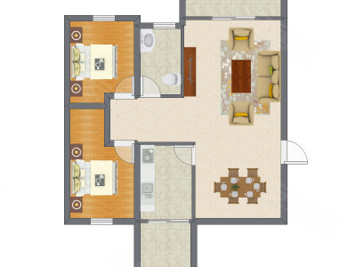 2室2厅 75.00平米