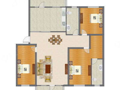 3室2厅 205.20平米