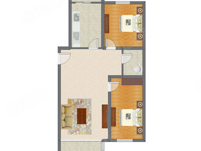 2室1厅 99.64平米户型图