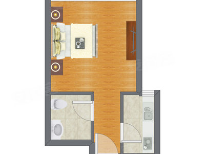 1室0厅 38.85平米户型图