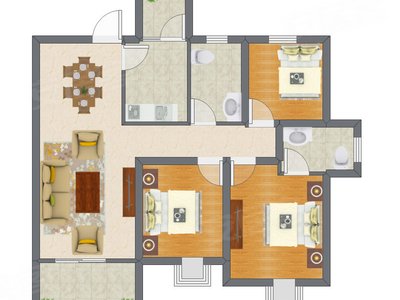 3室2厅 108.00平米