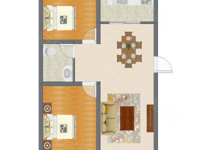 2室2厅 95.22平米户型图