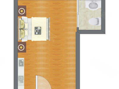 1室0厅 39.80平米户型图