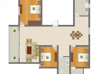 3室2厅 134.50平米