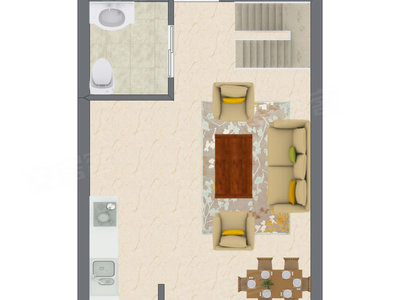 1室1厅 44.42平米