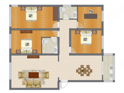 4室2厅 146.00平米户型图