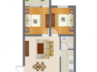 2室1厅 53.50平米