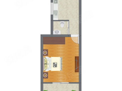 1室1厅 29.36平米户型图