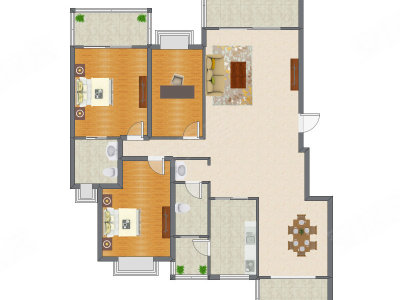 3室2厅 147.14平米户型图