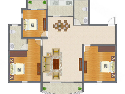 3室2厅 129.50平米