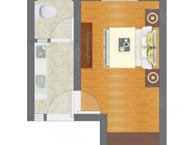 1室0厅 28.58平米户型图