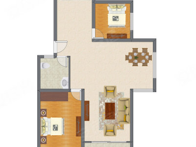 2室2厅 116.12平米户型图