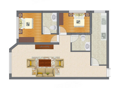 2室1厅 111.00平米户型图