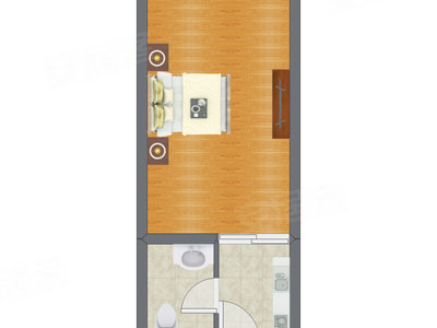 1室0厅 44.80平米户型图