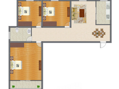 3室2厅 91.46平米