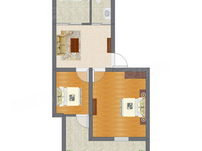 2室1厅 42.68平米